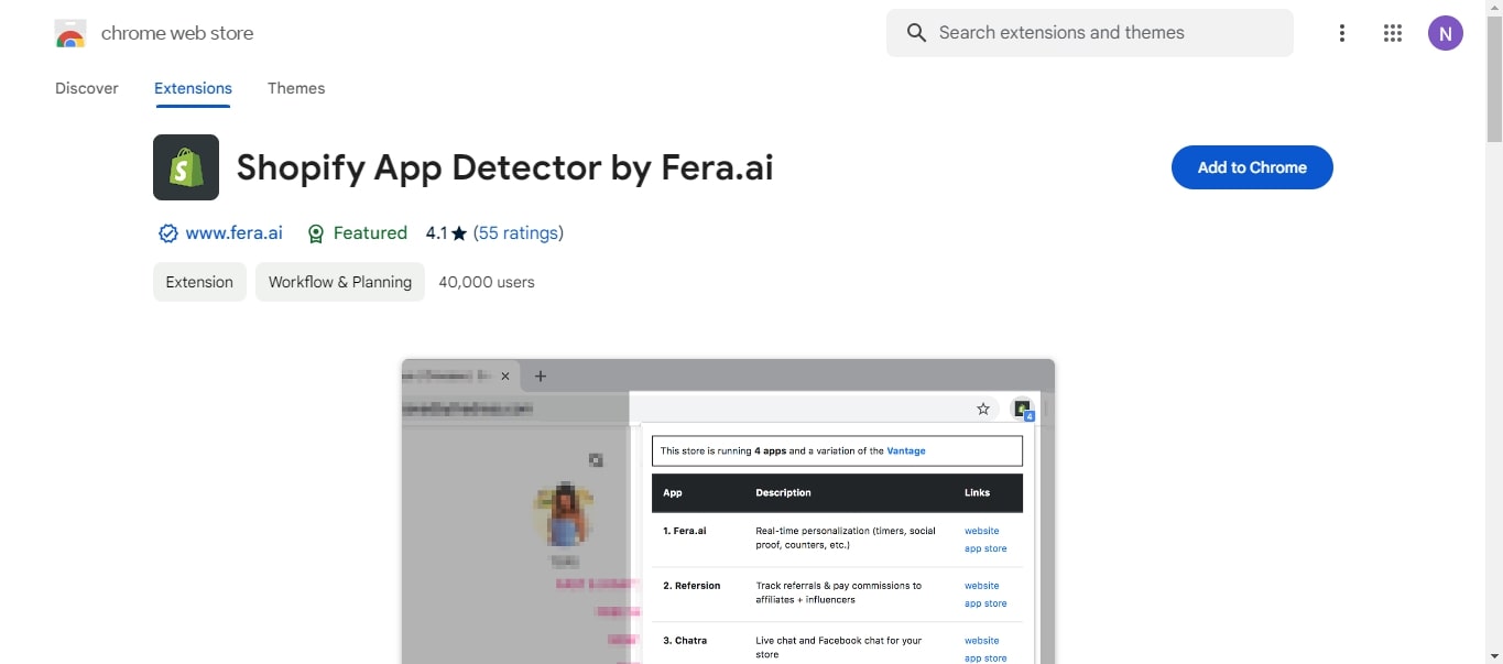 Shopify App Detector by Fera.ai