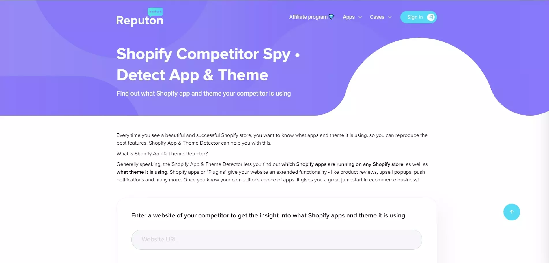 Shopify Competitor Spy Detect App & Theme by Reputon