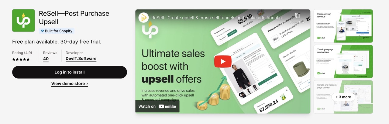ReSell—Post Purchase Upsell