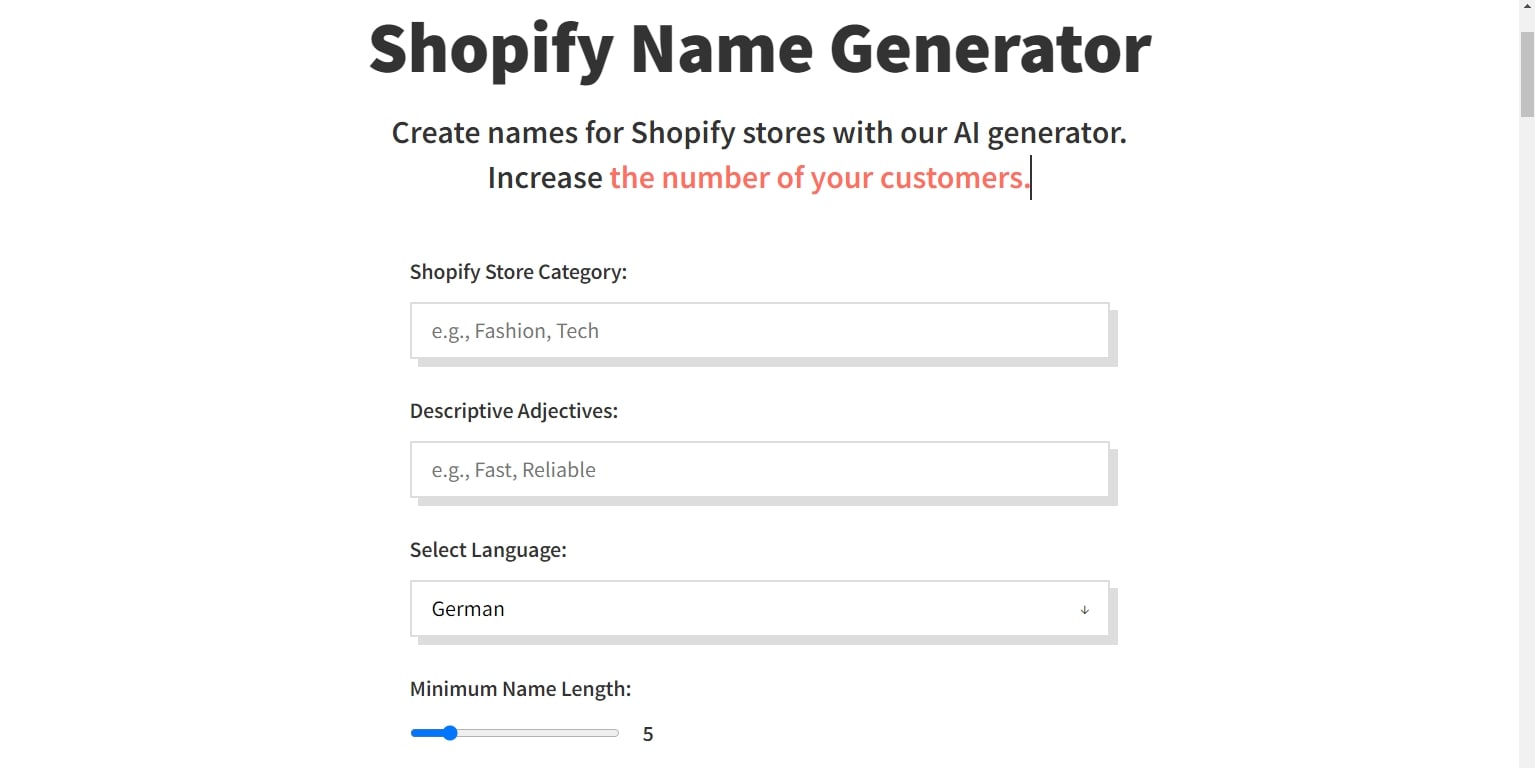 Smart Minded - Shopify Name Generator