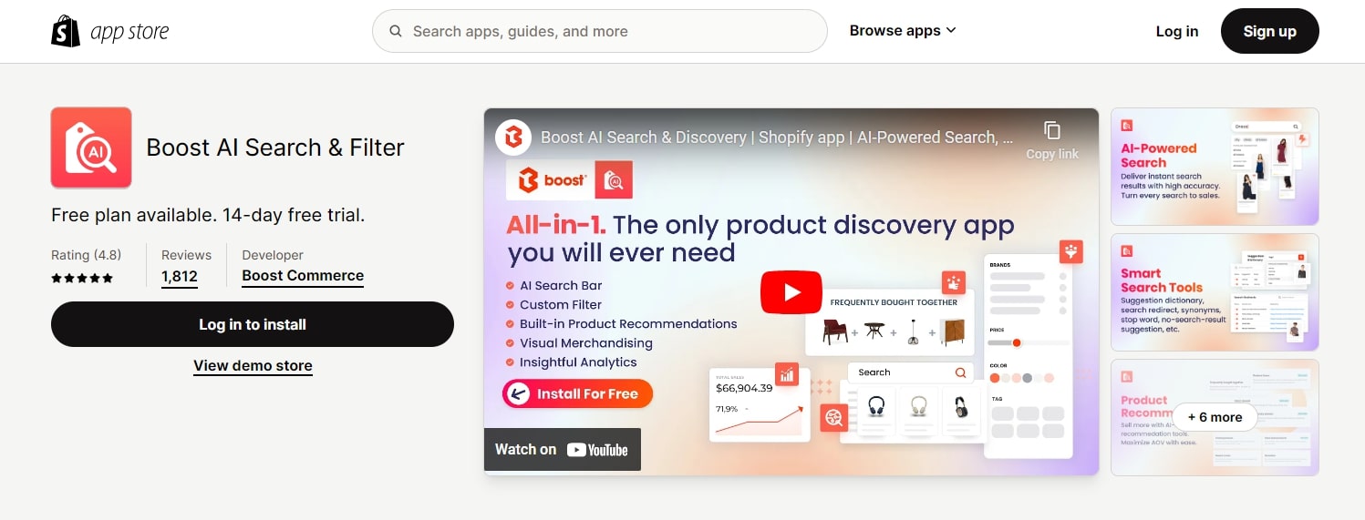Boost AI Search and Filter app - best shopify filter apps