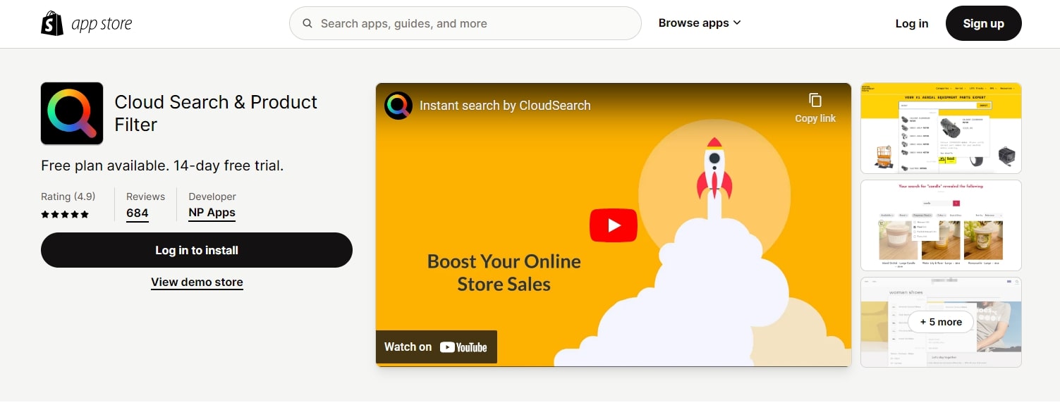Cloud Search and Product Filter app - best shopify filter apps
