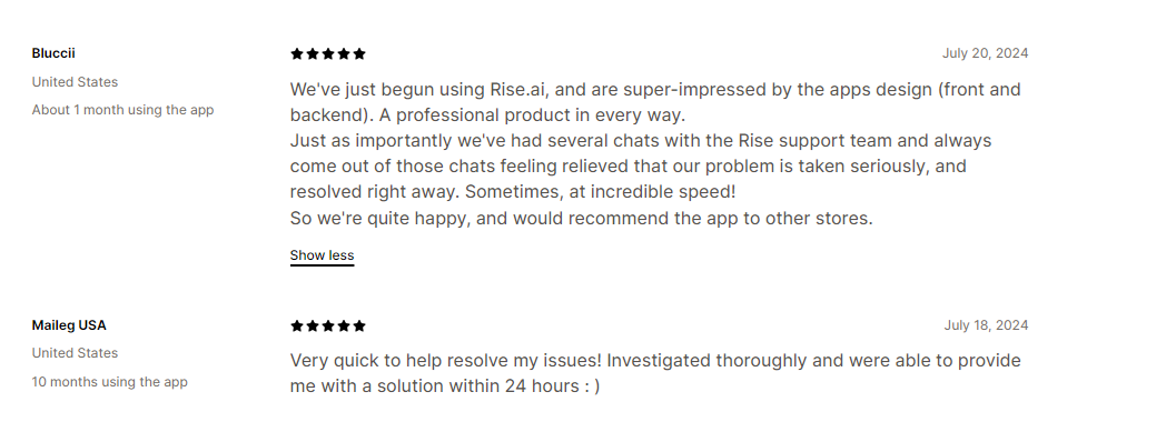 Customer reviews about Rise.ai