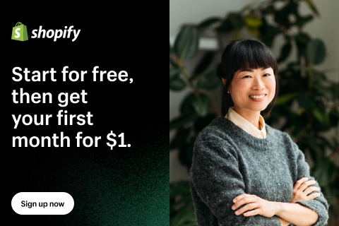 1$ in the first month deal from Shopify 