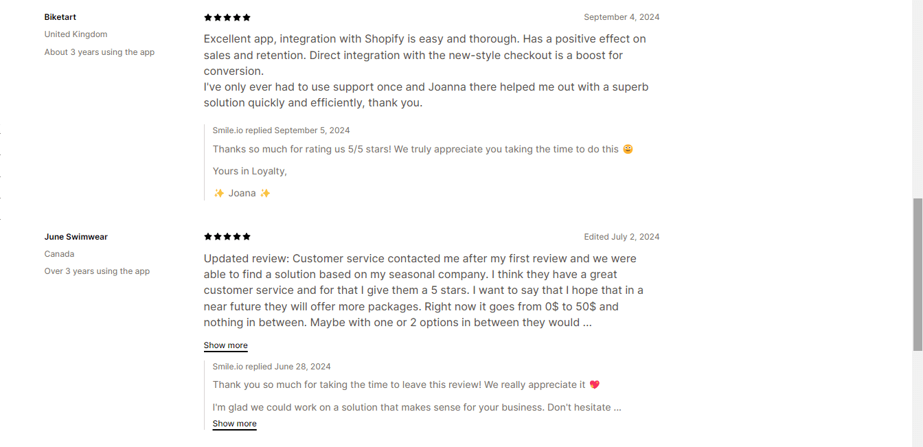 Customer reviews about Smile Loyalty