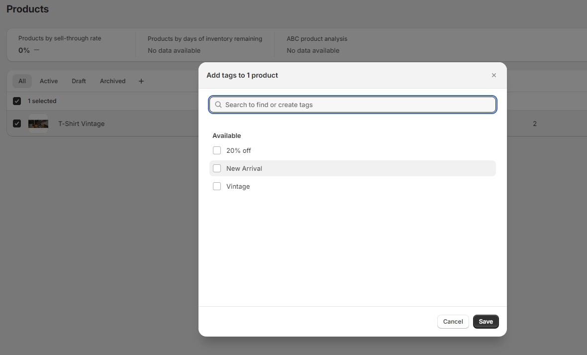 Edit tags in bulk on Shopify