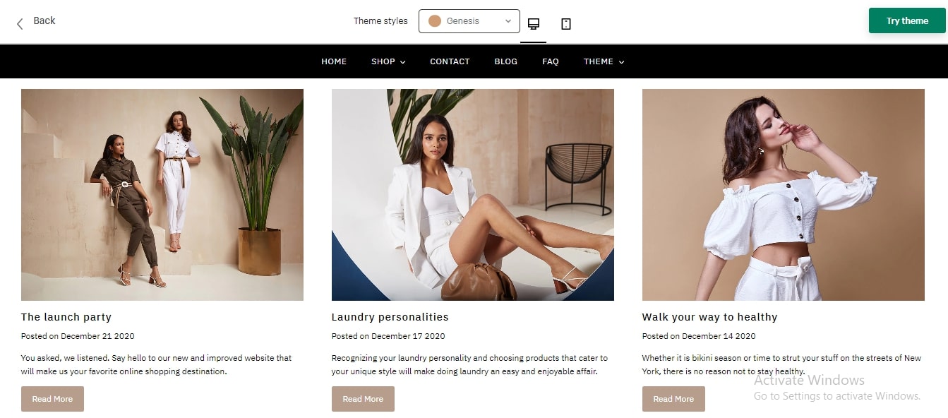 built-in blog Shopify Theme Testament