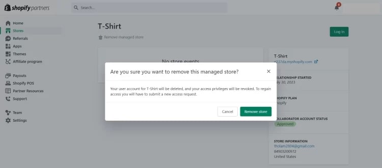 remove Shopify collaborator request code 1