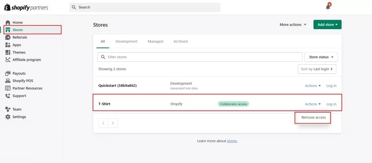 remove Shopify collaborator request code