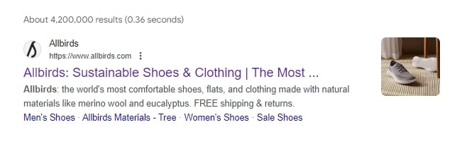 Shopify Meta Description Examples product page