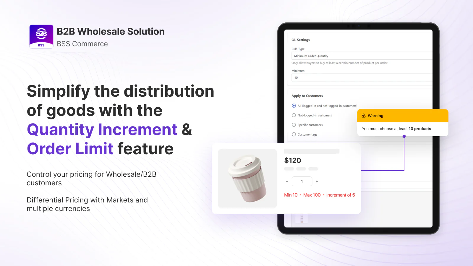 Shopify Minimum Order Quantity - BSS B2B Wholesale Solution App
