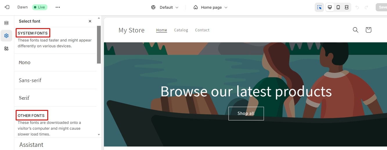 change Shopify font 2