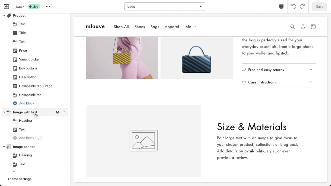 Shopify page build