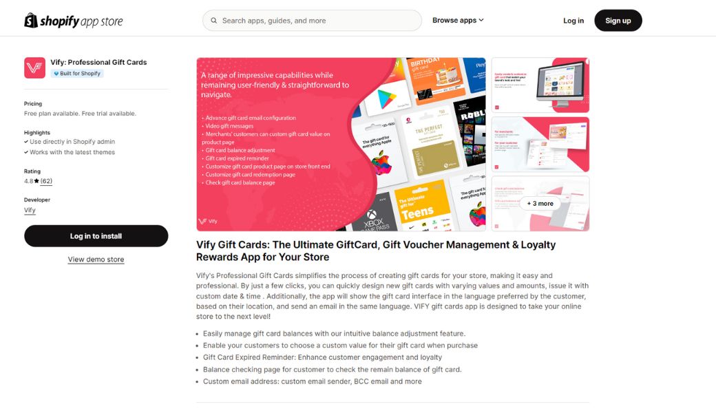 Shopify gift card check balance - vify Professional Gift Cards