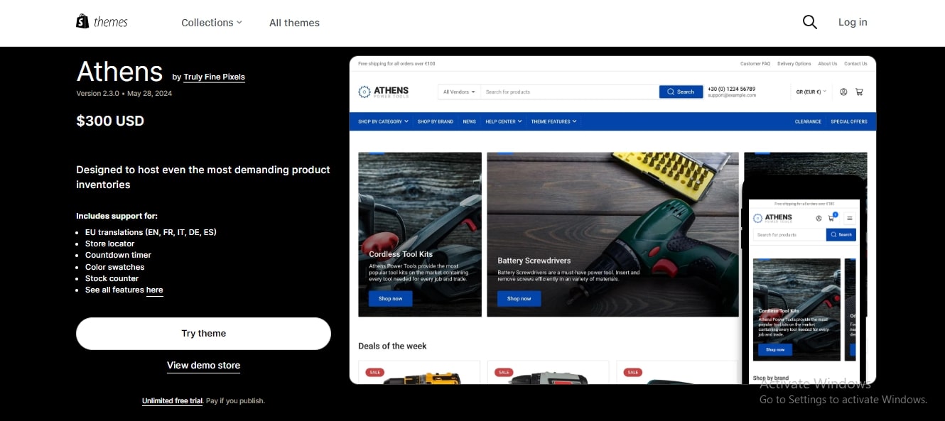 Athens Shopify theme