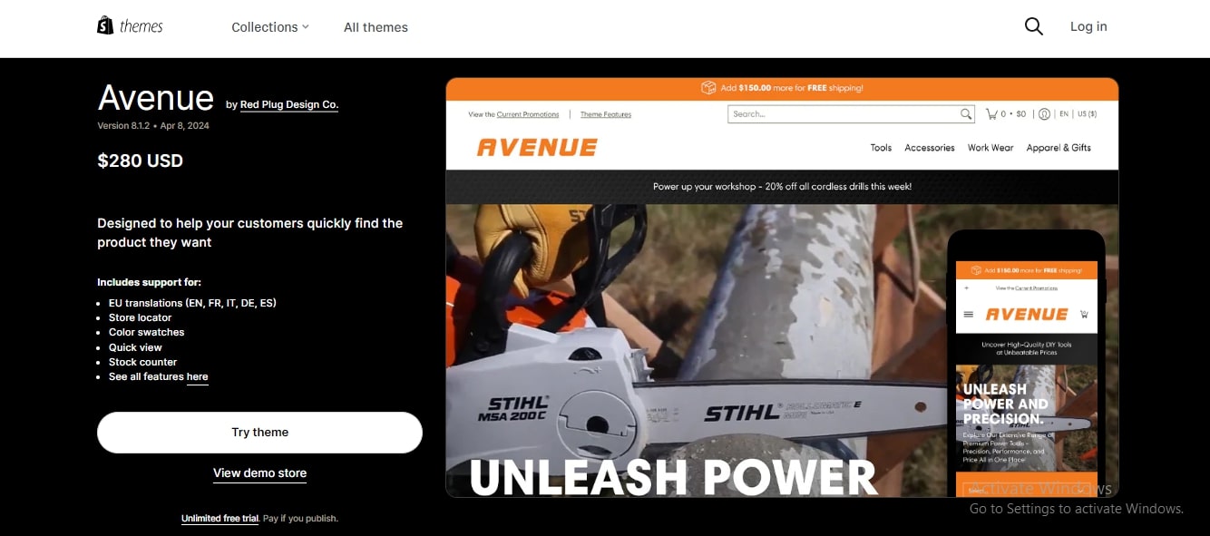 Avenue Shopify theme