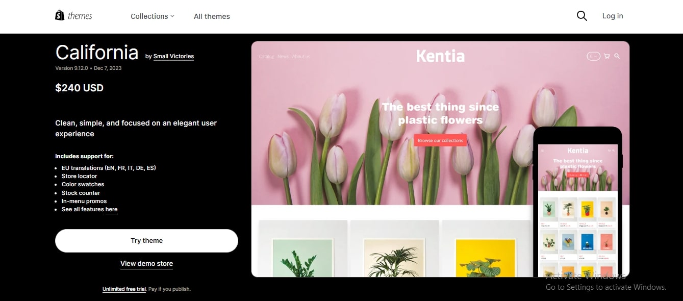 California Shopify theme