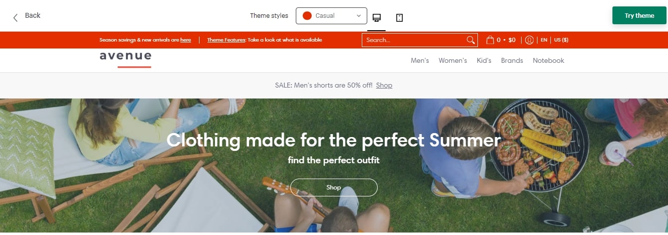 Casual style Avenue Shopify Theme
