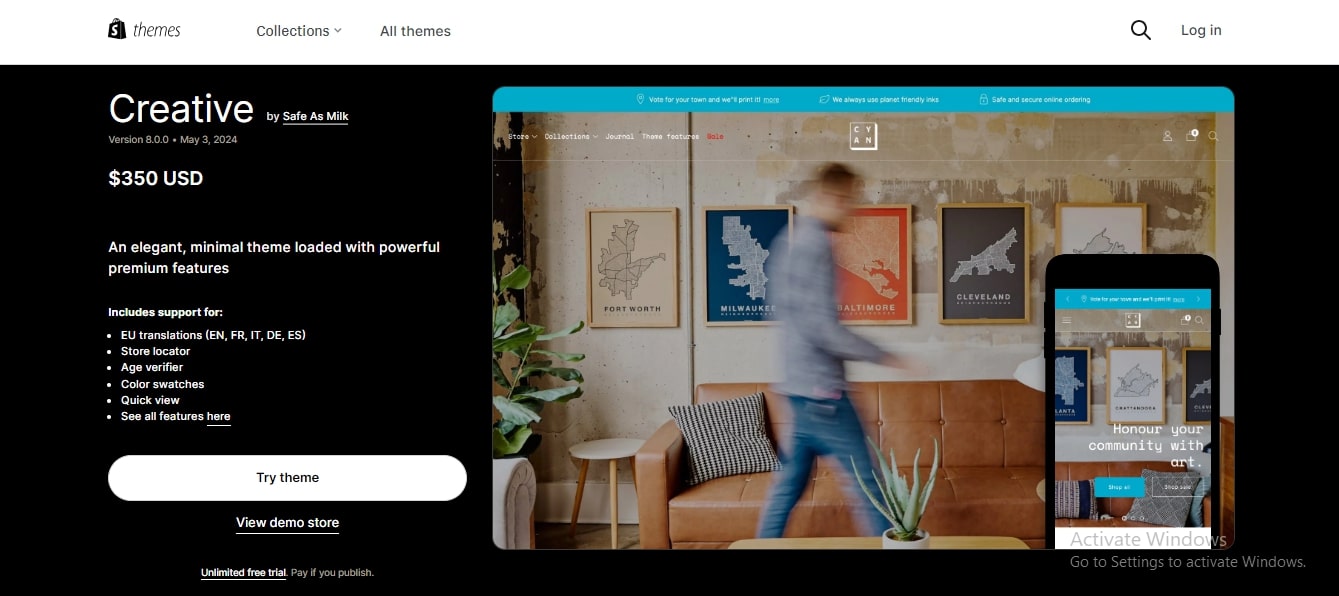 Creative Shopify theme