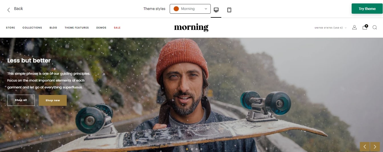 morning style Shopify Theme Venue