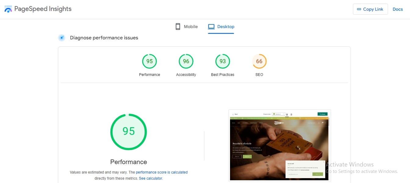 pagespeed score Shopify Theme Venue