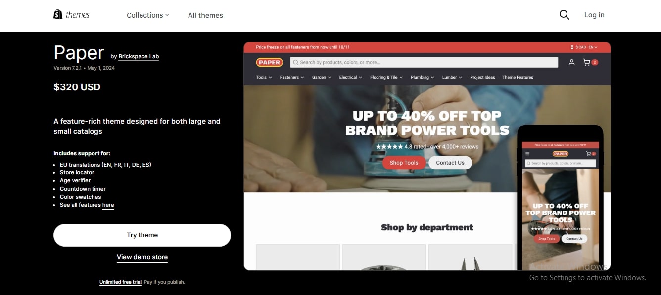 Paper Shopify theme