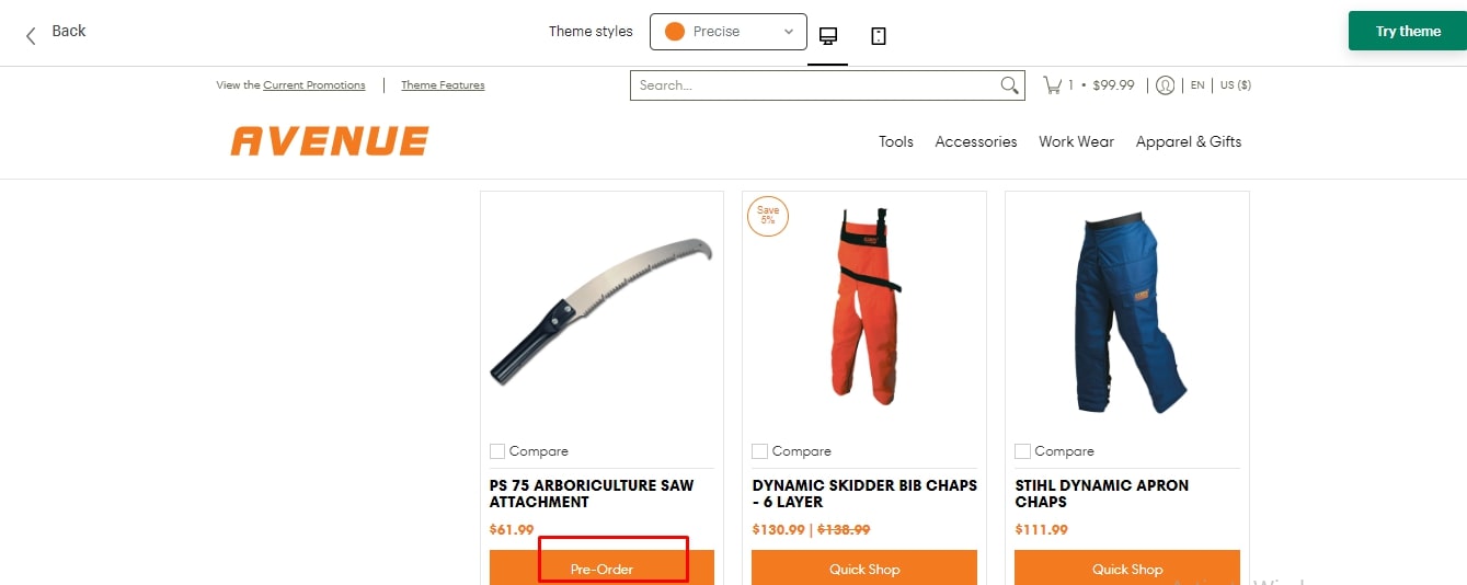 pre-order Avenue Shopify Theme