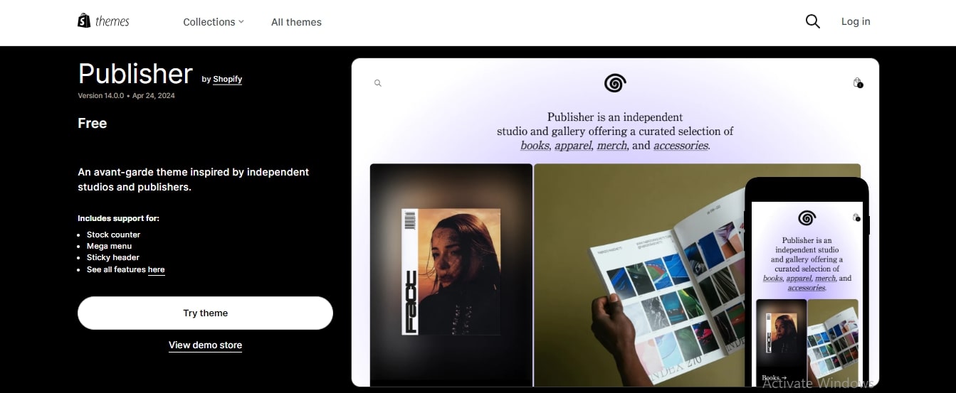 Publisher Shopify theme