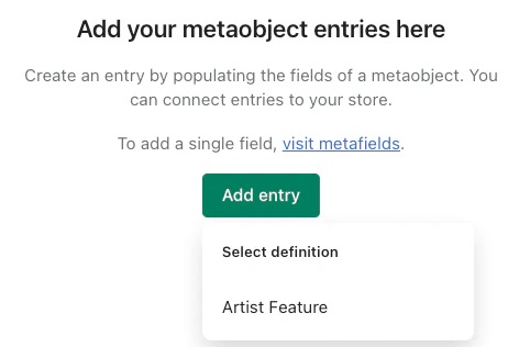 Shopify Metaobjects entry