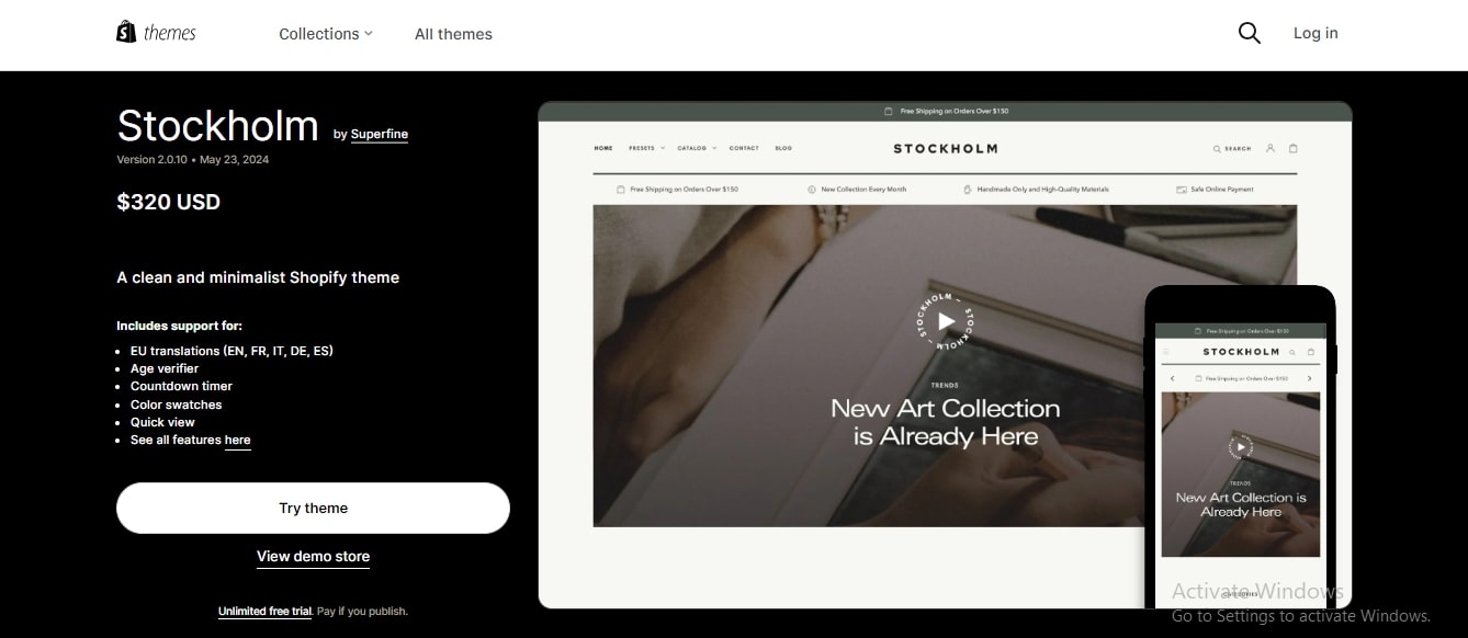 Stockholm Shopify theme