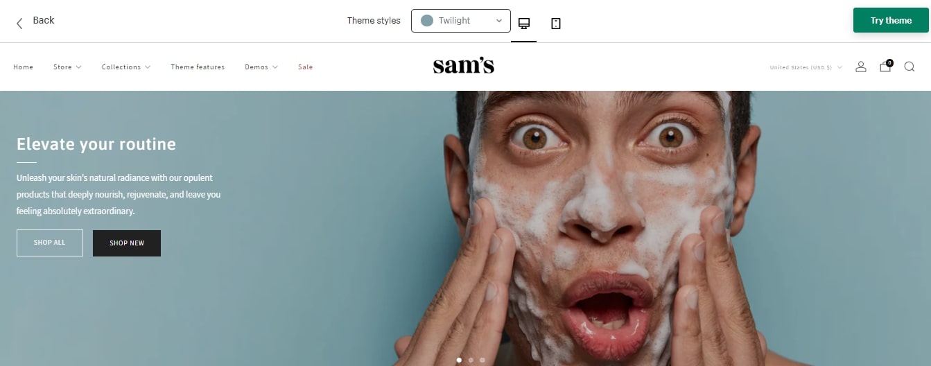 Twilight style Shopify Theme Venue