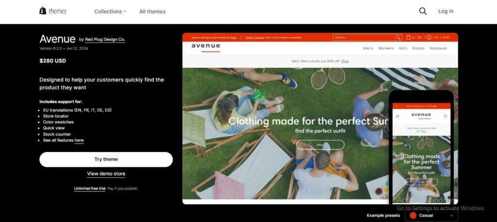 Avenue Shopify Theme
