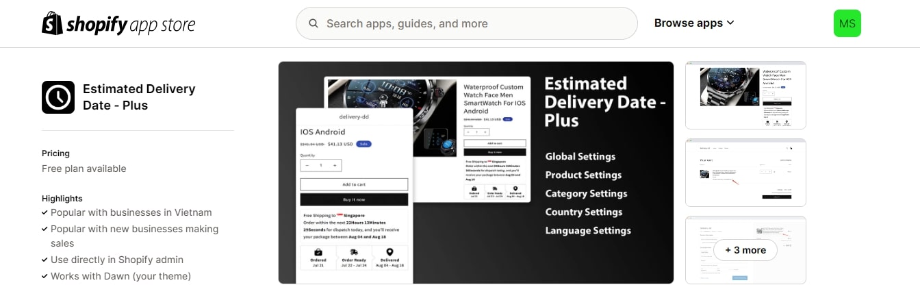 Estimated Delivery Date ‑ Plus