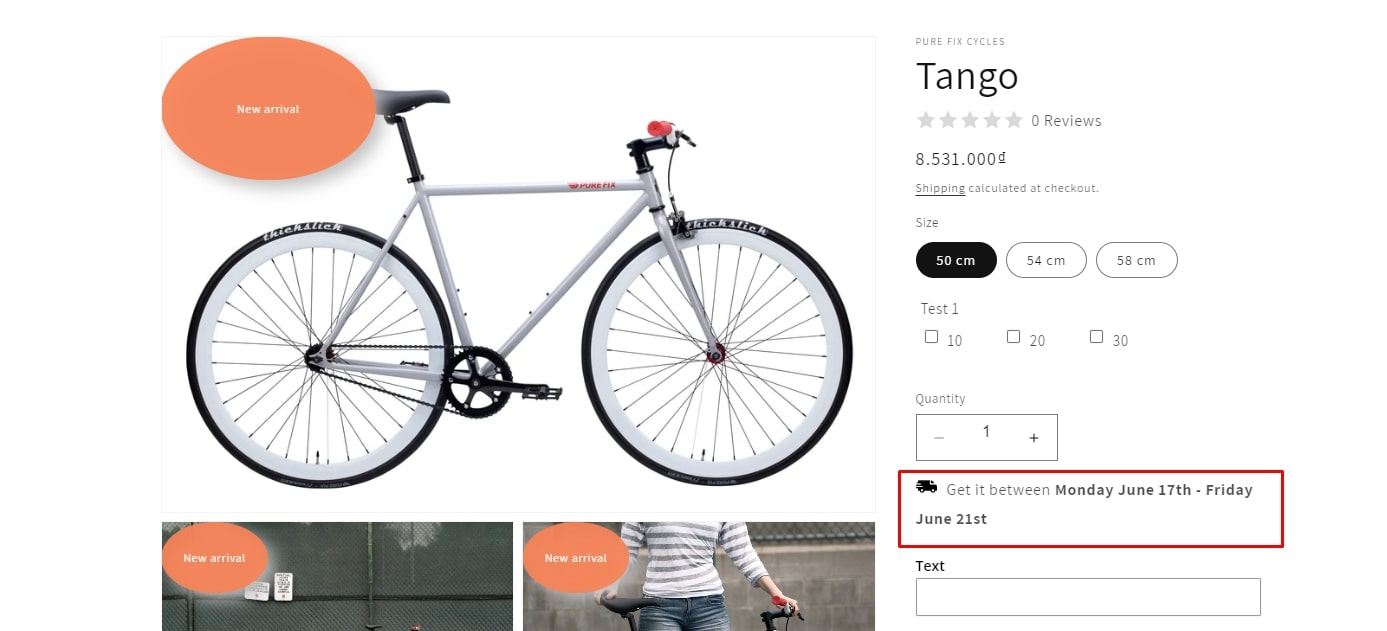 shopify estimated delivery date on the frontend