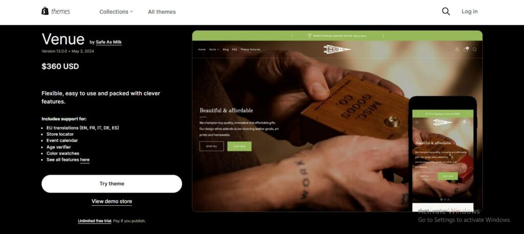 Shopify Theme Venue