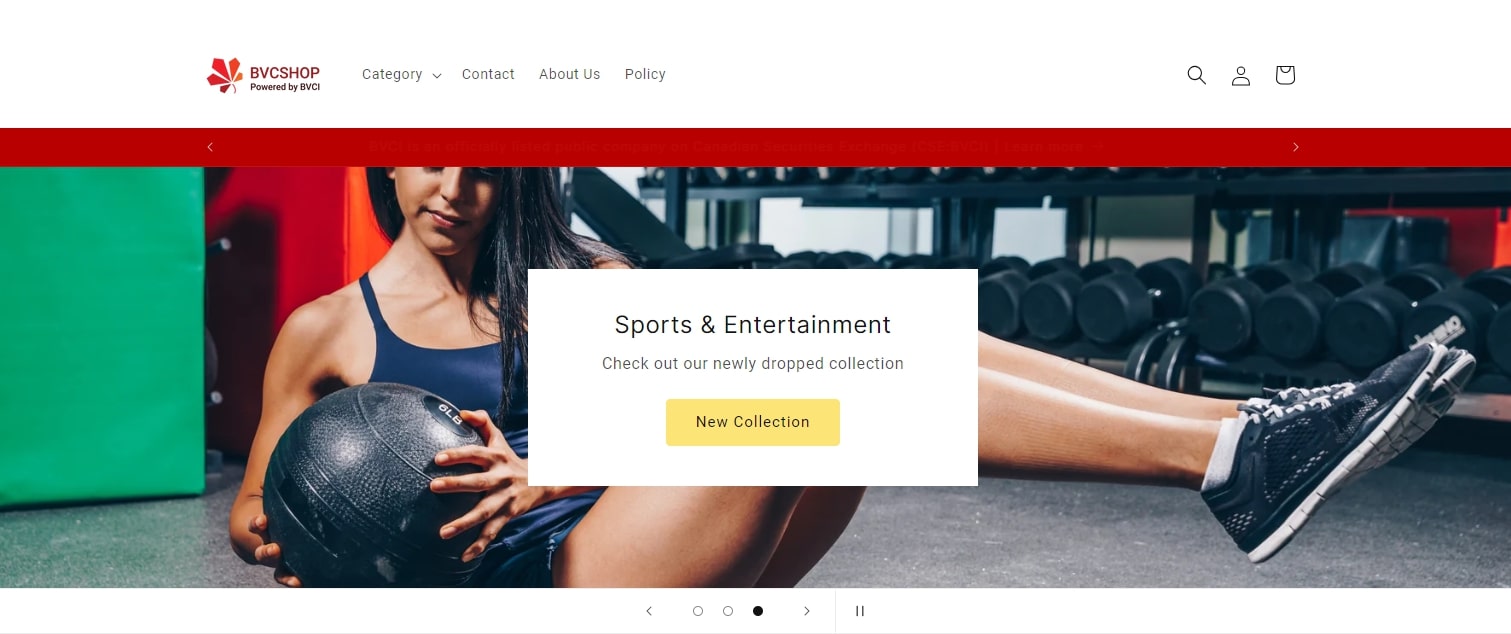 BVC shop using Spotlight Theme Shopify