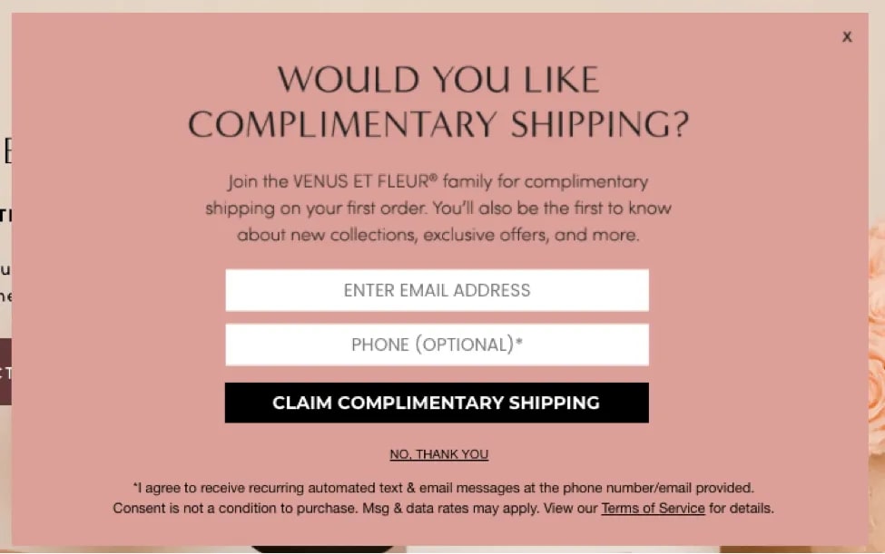 SMS pop-ups
