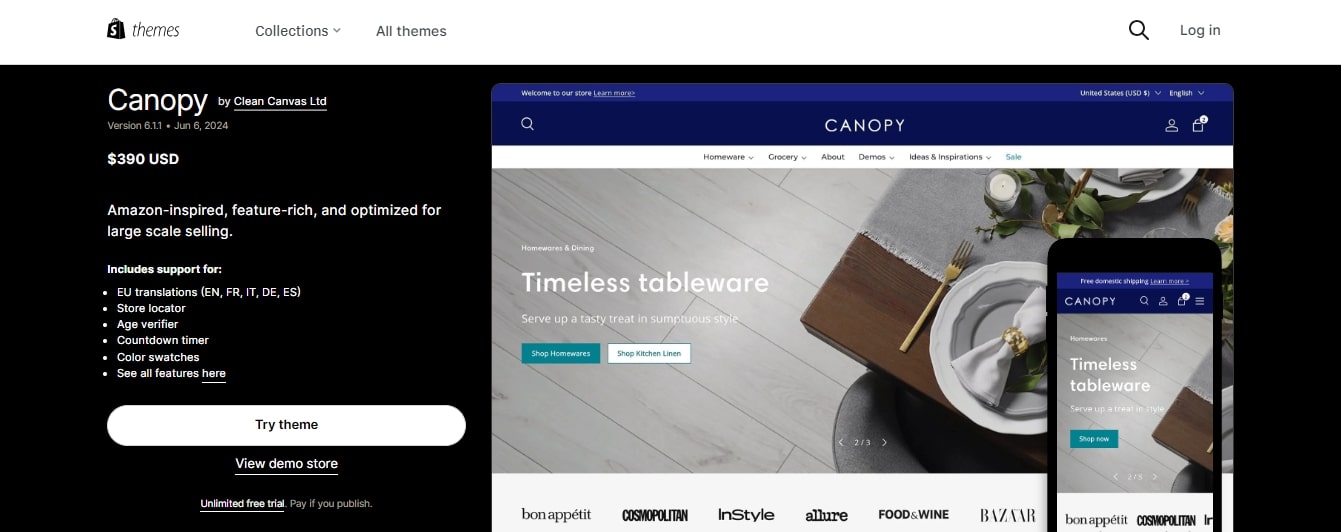 canopy shopify b2b themes