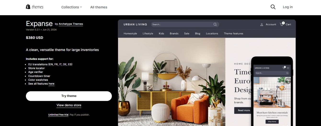 expanse shopify b2b themes