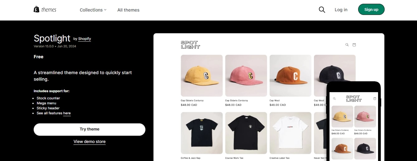free Spotlight Theme Shopify