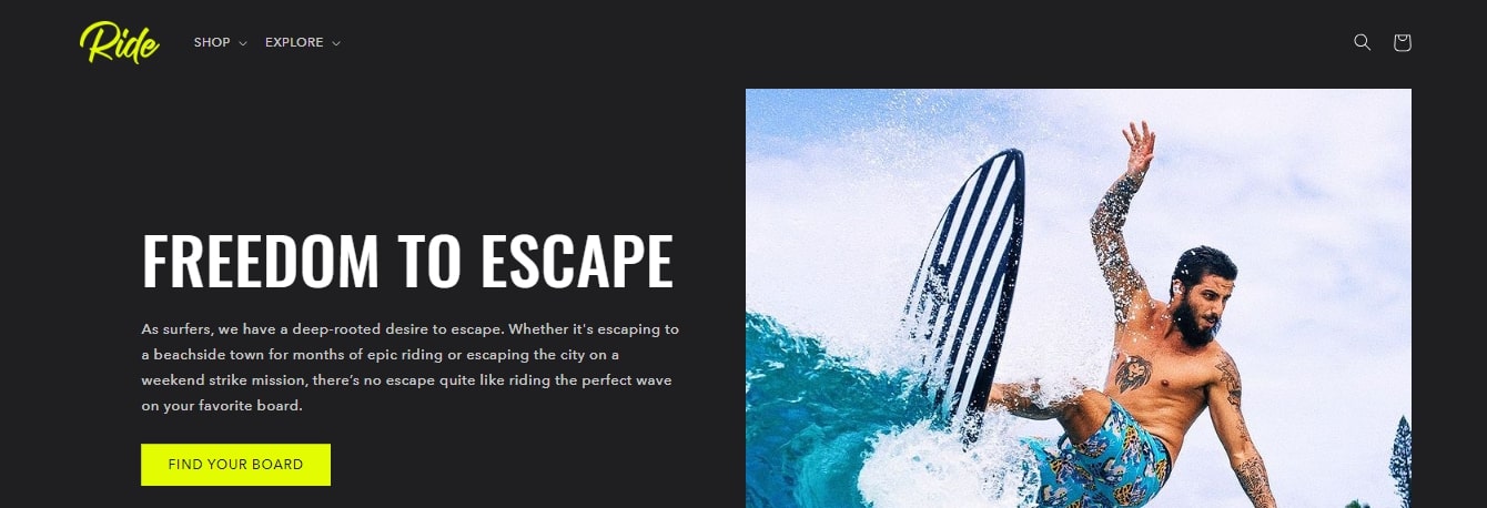 homepage Ride Shopify Theme