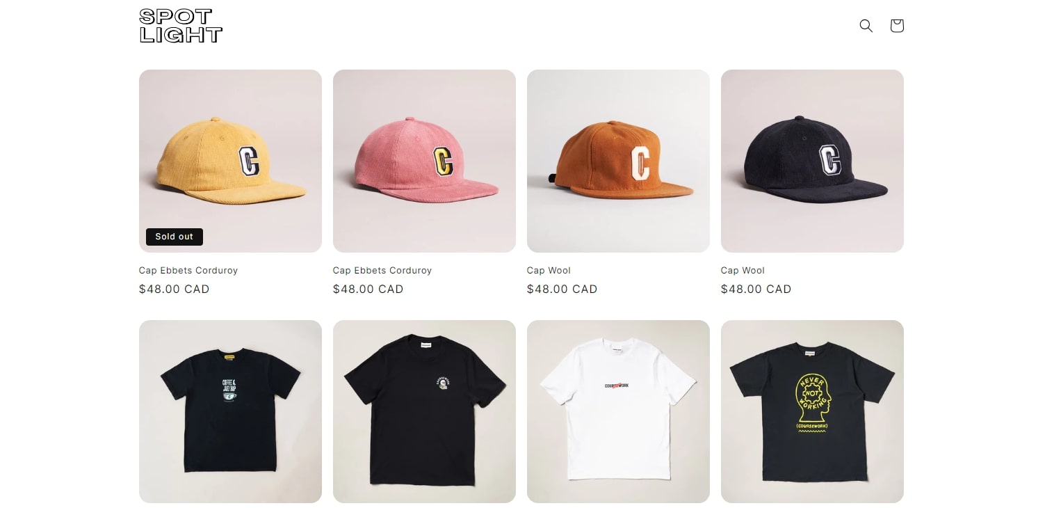 product options Spotlight Theme Shopify