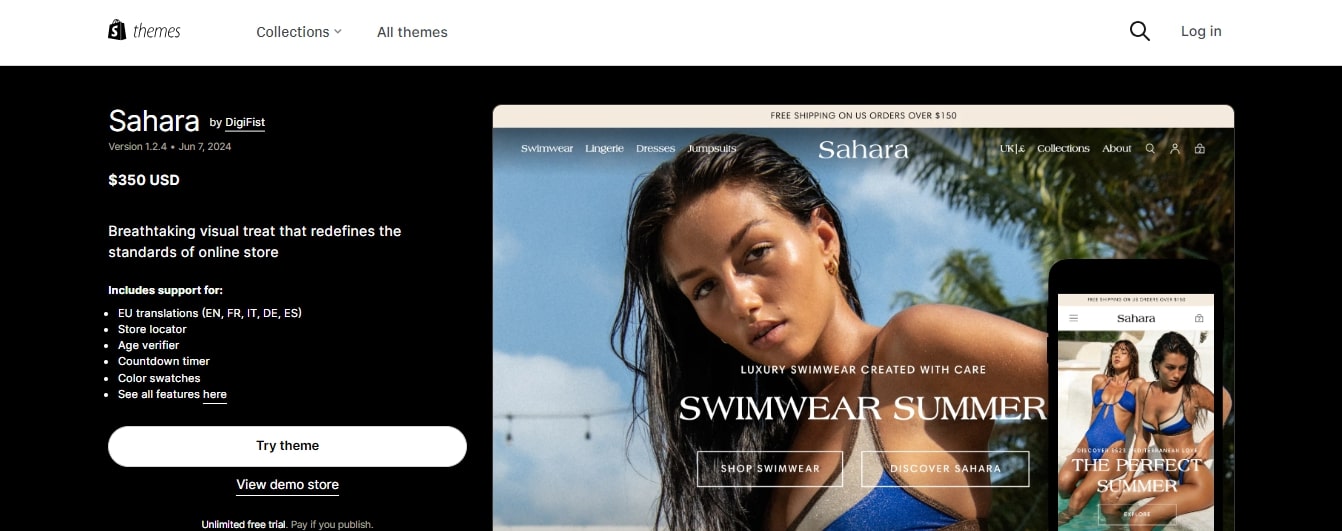 sahara shopify b2b themes