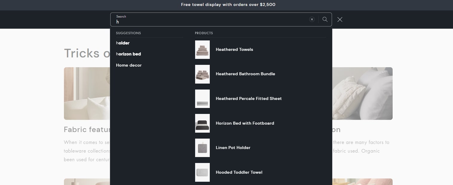search bar Trade Shopify theme