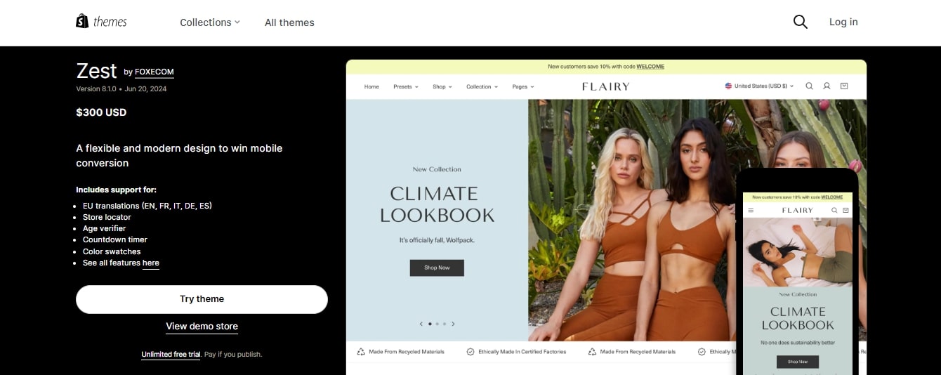 zest shopify b2b themes