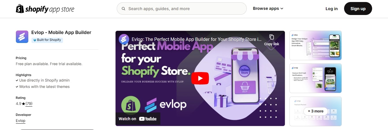 Evlop Shopify Mobile App Builders