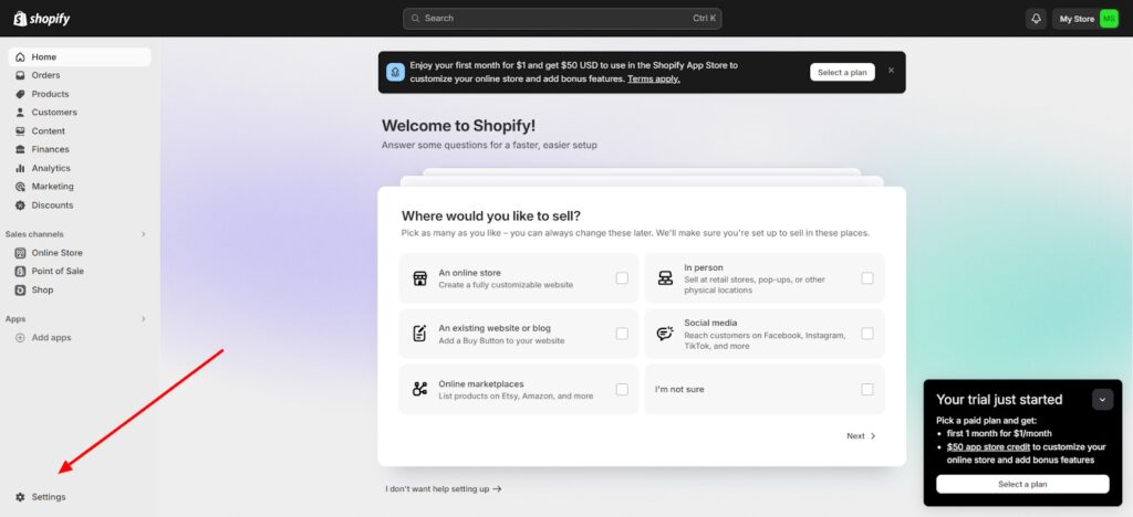 cancel shopify free trial