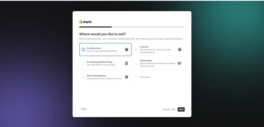 shopify free trial set up