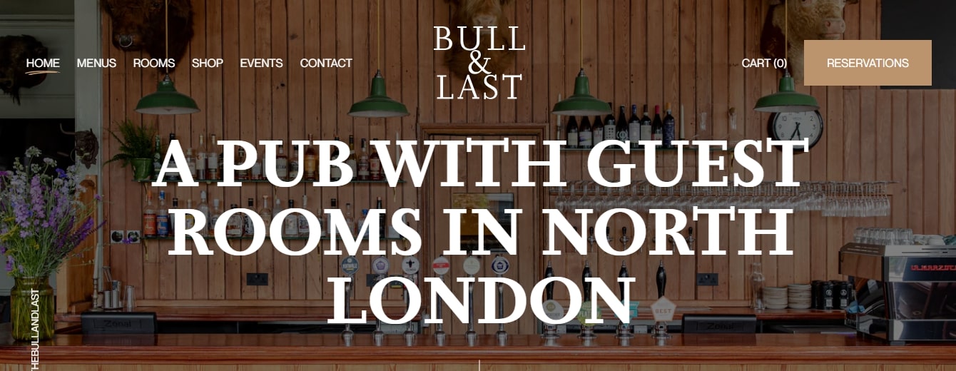 Bull & Last Restaurant Website Designs