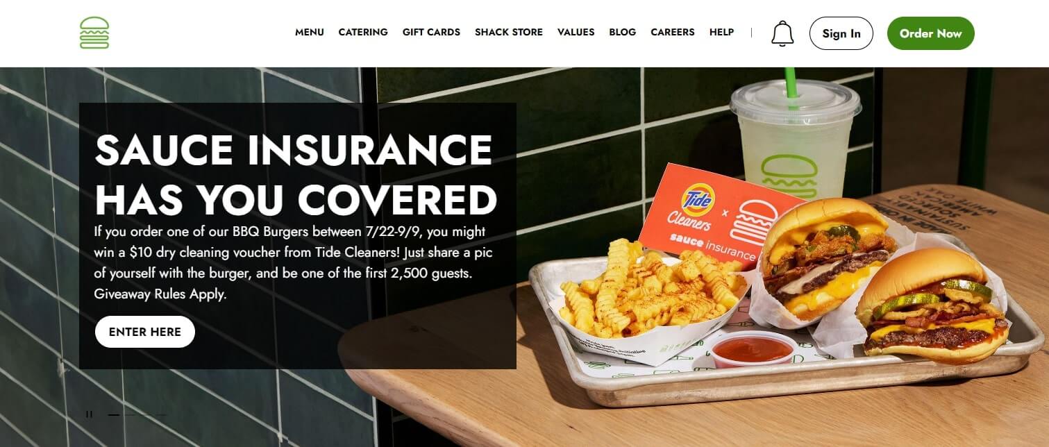 Shake Shack Restaurant Website Designs